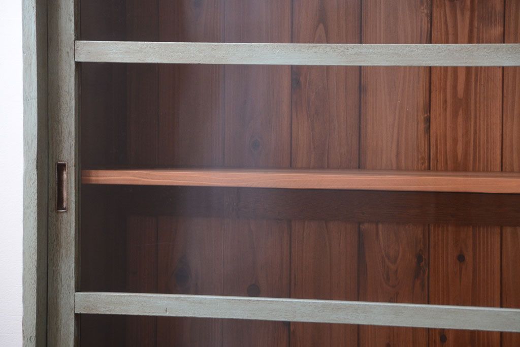 レトロ家具　アンティークペイント　特大サイズ!レトロな横長収納棚(2)