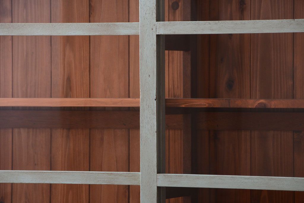 レトロ家具　アンティークペイント　特大サイズ!レトロな横長収納棚(2)