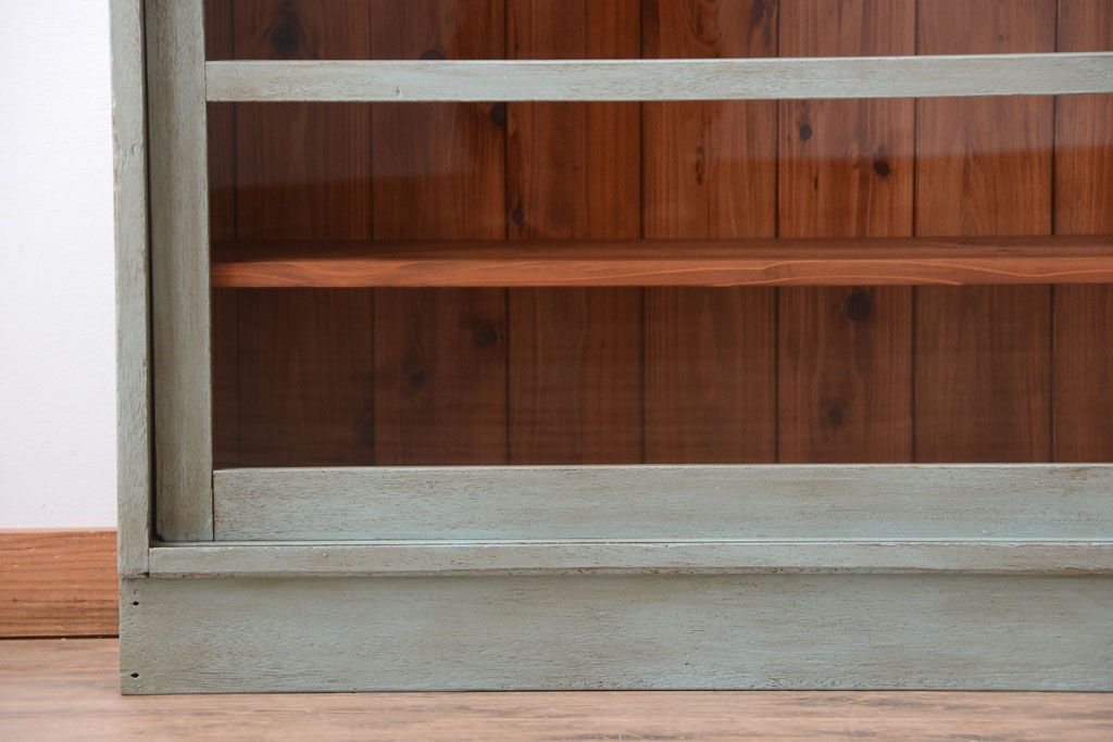 レトロ家具　アンティークペイント　特大サイズ!レトロな横長収納棚(2)