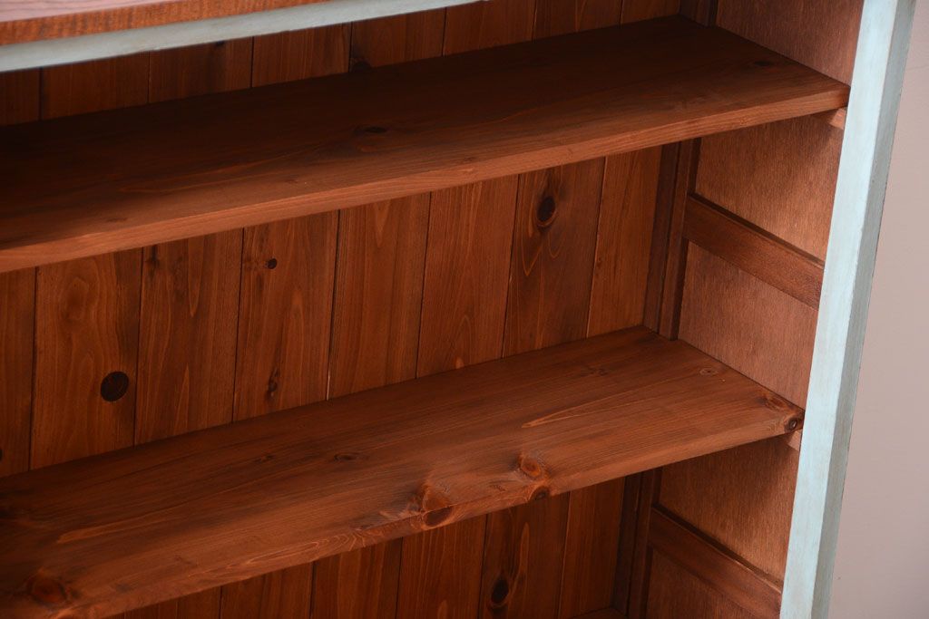 レトロ家具　アンティークペイント　特大サイズ!レトロな横長収納棚(2)