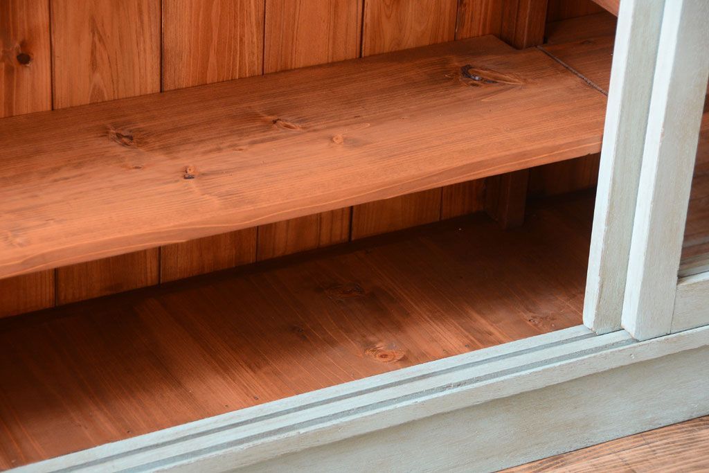 レトロ家具　アンティークペイント　特大サイズ!レトロな横長収納棚(2)