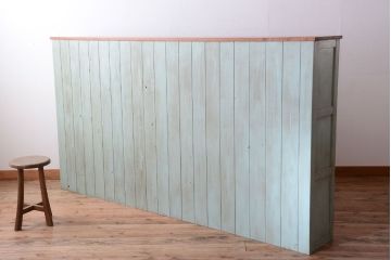 レトロ家具　アンティークペイント　特大サイズ!レトロな横長収納棚(2)