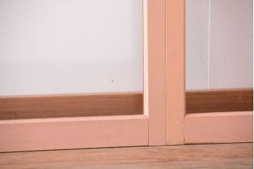 昭和レトロ　ペイントがかわいいアンティークガラス戸4枚セット(窓)(1)