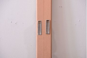 昭和レトロ　ペイントがかわいいアンティークガラス戸4枚セット(窓)(2)