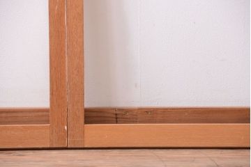 昭和レトロ　ペイントがかわいいアンティークガラス戸4枚セット(窓)(3)