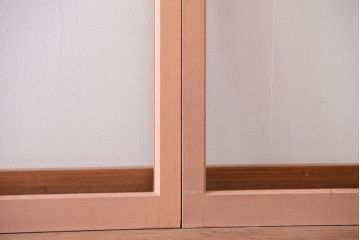 昭和レトロ　ペイントがかわいいアンティークガラス戸4枚セット(窓)(3)