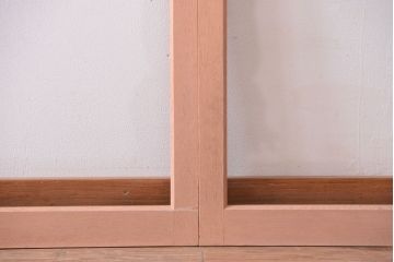 昭和レトロ　ペイントがかわいいアンティークガラス戸4枚セット(窓)(3)