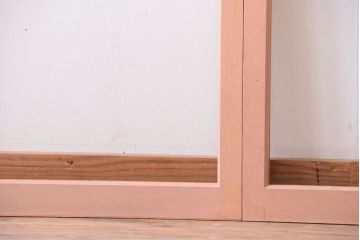 昭和レトロ　ペイントがかわいいアンティークガラス戸4枚セット(窓)(3)