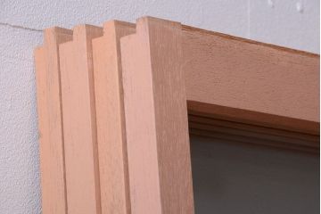 昭和レトロ　ペイントがかわいいアンティークガラス戸4枚セット(窓)(3)