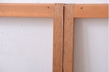 昭和レトロ　ペイントがかわいいアンティークガラス戸4枚セット(窓)(3)