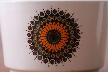イギリスビンテージ　J&G　MEAKIN(ミーキン)　Inca(インカ)シリーズ　ミルク・シュガー・カップ&ソーサー5客セット(洋食器)
