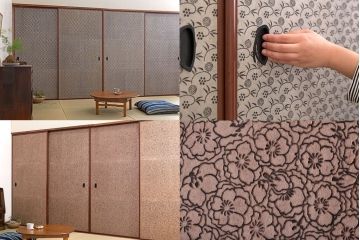アンティーク　拓本染め白石和紙張り!高級襖4枚セット
