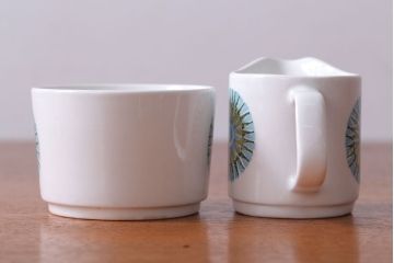 イギリスビンテージ　J&G　MEAKIN(ミーキン) AZTEC(アステカ)シリーズ　ポット、ミルク、シュガー3点セット(洋食器)