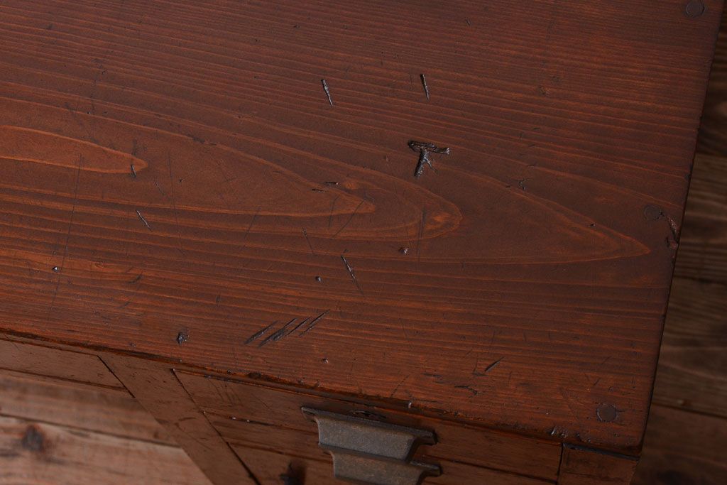 レトロ家具　和製アンティーク　古い木製のレトロな片袖机(勉強机・デスク)