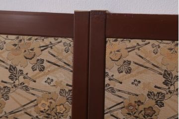 和製アンティーク　高級品!緞子張り引き戸2枚セット