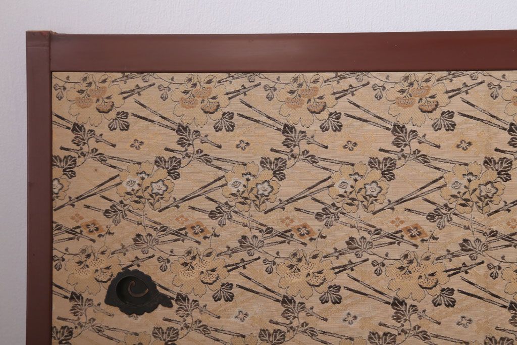 和製アンティーク　高級品!緞子張り引き戸4枚セット