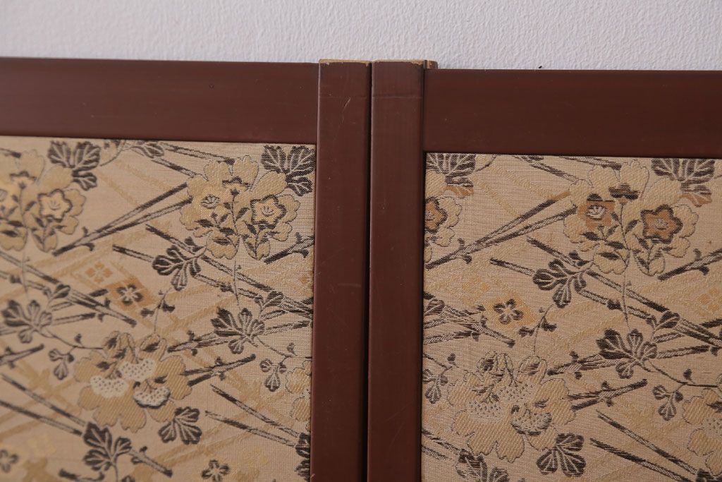 和製アンティーク　高級品!緞子張り引き戸4枚セット