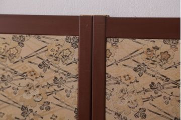 和製アンティーク　高級品!緞子張り引き戸4枚セット