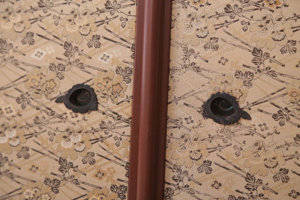 和製アンティーク　高級品!緞子張り引き戸4枚セット