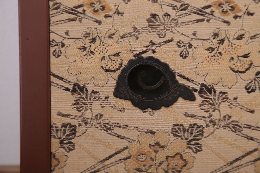 和製アンティーク　高級品!緞子張り引き戸4枚セット