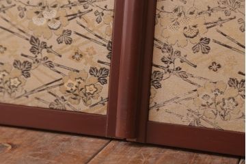 和製アンティーク　高級品!緞子張り引き戸4枚セット