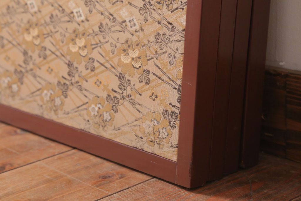 和製アンティーク　高級品!緞子張り引き戸4枚セット