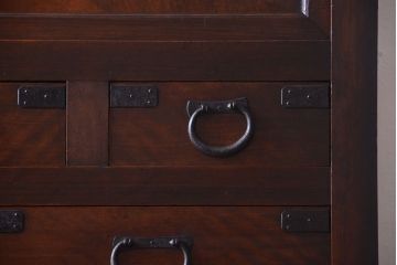 【S様ご成約分】古民具・骨董　明治〜大正期　二段重ねアンティーク関西帳場箪笥