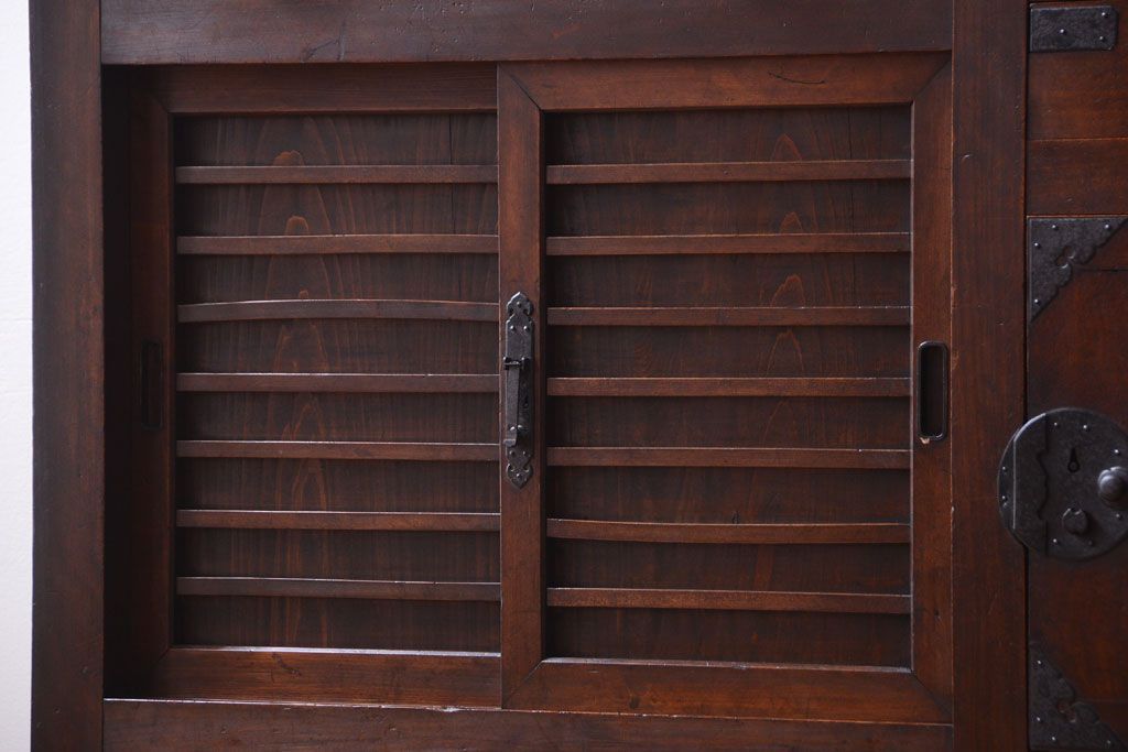 【S様ご成約分】古民具・骨董　明治〜大正期　二段重ねアンティーク関西帳場箪笥