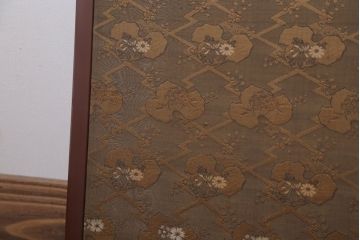 アンティーク　裏面拓本染め白石和紙張り!高級緞子引き戸2枚セット