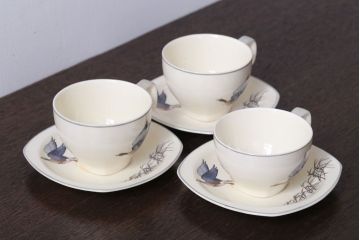 イギリスビンテージ　MIDWINTER(ミッドウィンター)　WILDGEESE(ワイルドギース)シリーズ　カップ&ソーサー3客セット(洋食器)