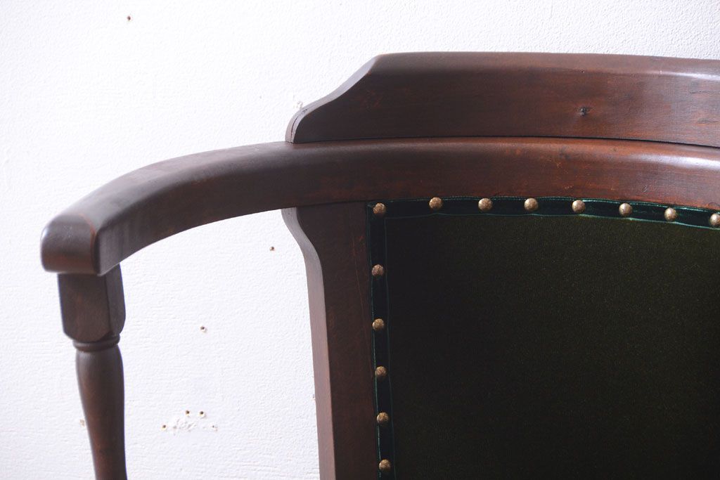 アンティーク家具　和製アンティーク　古いナラ材のシックな回転椅子