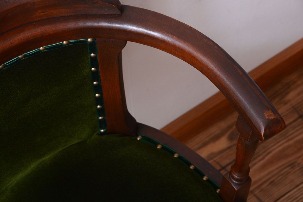 アンティーク家具　和製アンティーク　古いナラ材のシックな回転椅子