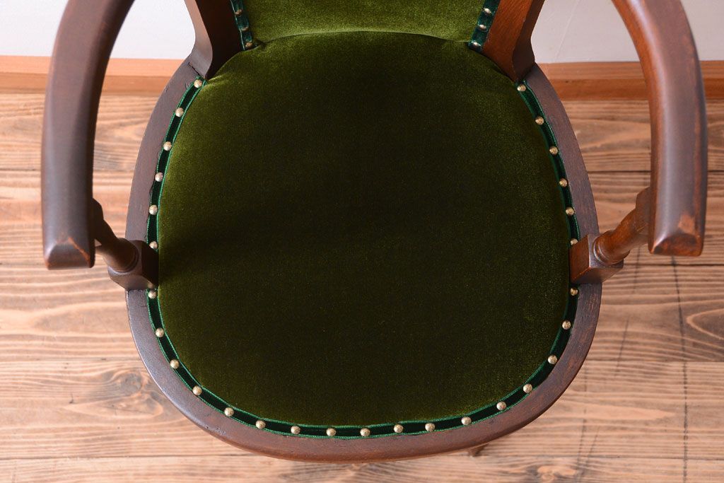 アンティーク家具　和製アンティーク　古いナラ材のシックな回転椅子