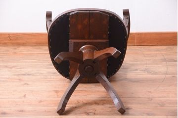 アンティーク家具　和製アンティーク　古いナラ材のシックな回転椅子