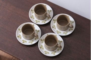 イギリスビンテージ　J&G　MEAKIN(ミーキン) TULIP TIME(チューリップタイム)シリーズ　カップ&ソーサー4客セット(洋食器)