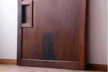 古民具・骨董　明治〜大正期　総欅材!アンティーク蔵戸(玄関戸)