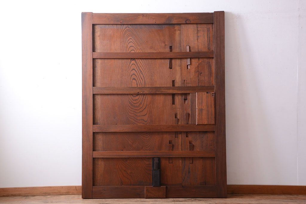 古民具・骨董　明治〜大正期　総欅材!アンティーク蔵戸(玄関戸)