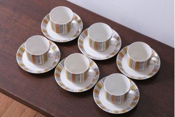 イギリスビンテージ　MIDWINTER(ミッドウィンター)　SIENNA(シエナ)シリーズ　カップ&ソーサー6客セット(洋食器)