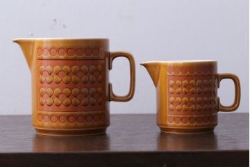 イギリスビンテージ　HORNSEA(ホーンジー)　SAFFRON(サフラン)シリーズ　コーヒーポット&大小ジャグ3点セット(洋食器)