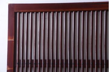 古民具・骨董　明治〜大正期　漆がきれいなガラス入りアンティーク蔵戸(玄関戸)