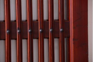 古民具・骨董　明治〜大正期　漆がきれいなガラス入りアンティーク蔵戸(玄関戸)