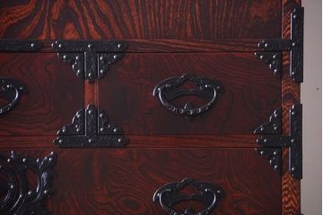 中古 伝統民芸家具 岩谷堂　戸棚付き2段重ね整理箪笥(定価約75万円)