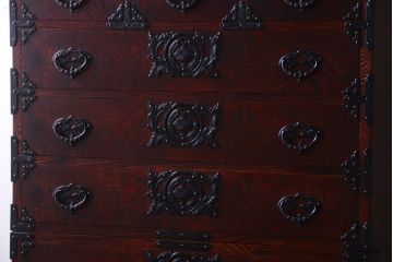 中古 伝統民芸家具 岩谷堂　戸棚付き2段重ね整理箪笥(定価約75万円)