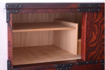 中古 伝統民芸家具 岩谷堂　戸棚付き2段重ね整理箪笥(定価約75万円)