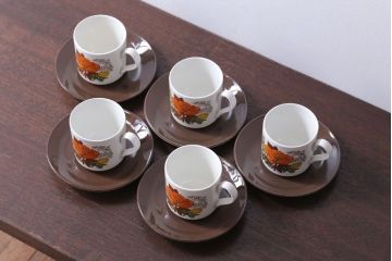 イギリスビンテージ　MARKS&SPENCER(マークス&スペンサー)　POPPIES(ポピーズ)シリーズ　カップ&ソーサー5客セット(洋食器)