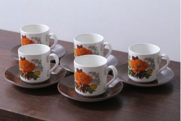 イギリスビンテージ　MARKS&SPENCER(マークス&スペンサー)　POPPIES(ポピーズ)シリーズ　カップ&ソーサー5客セット(洋食器)