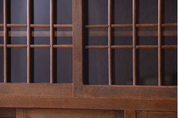 アンティーク家具　和製アンティーク　ダイヤガラス入り!作業台付き上品な古いカップボード(食器棚)