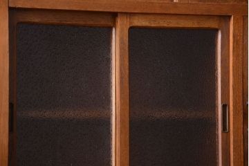 アンティーク家具　和製アンティーク　ダイヤガラス入り!作業台付き上品な古いカップボード(食器棚)