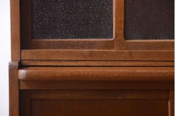 アンティーク家具　和製アンティーク　ダイヤガラス入り!作業台付き上品な古いカップボード(食器棚)