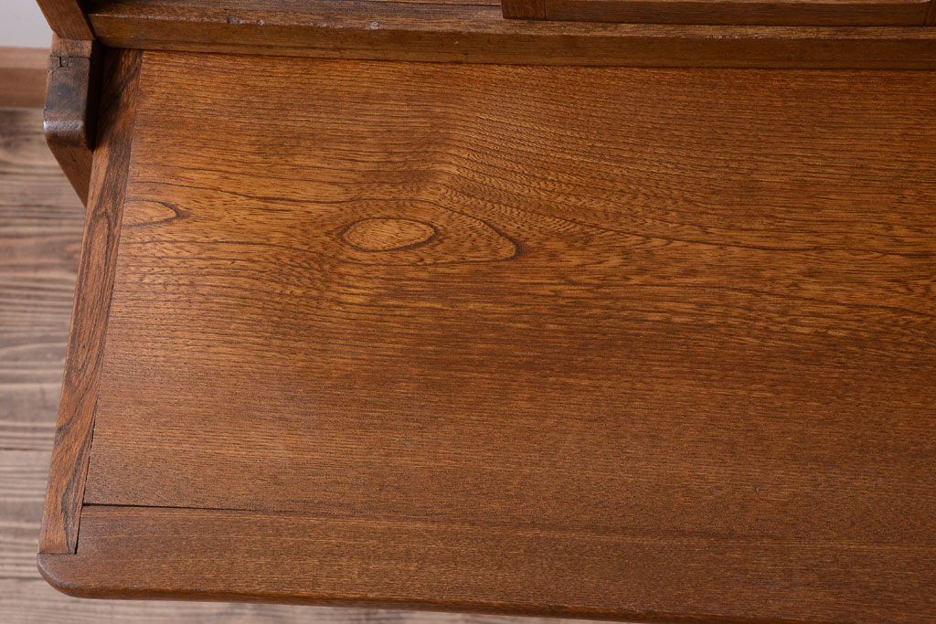 アンティーク家具　和製アンティーク　ダイヤガラス入り!作業台付き上品な古いカップボード(食器棚)